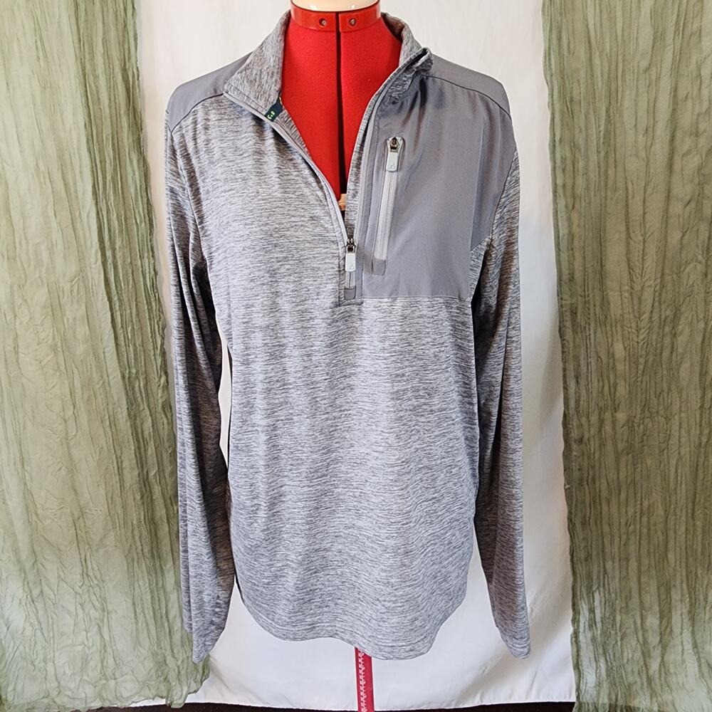 Tek Gear Gray Long Sleeves Stretch Athletic Sports Jacket Top Lightweight Size M